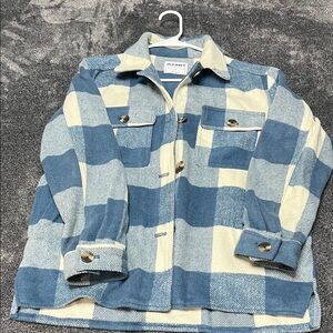 Old Navy Blue and Cream Checkered Shirt Jacket